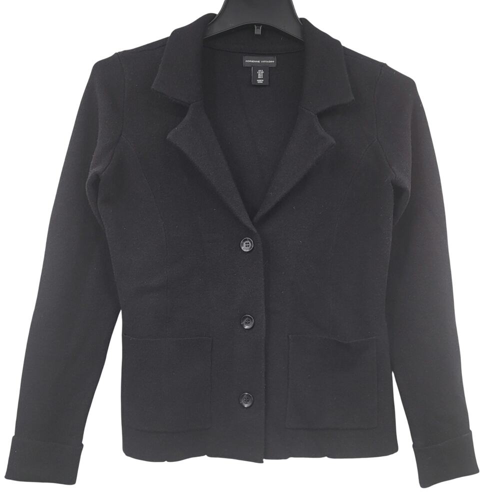 Adrienne Vittadini black button viscose sweater size Small
